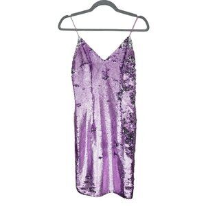 Aidan Aidan Mattox Flip Sequin Cocktail Party Dress Mini Lavender Sz 0 NWT Women